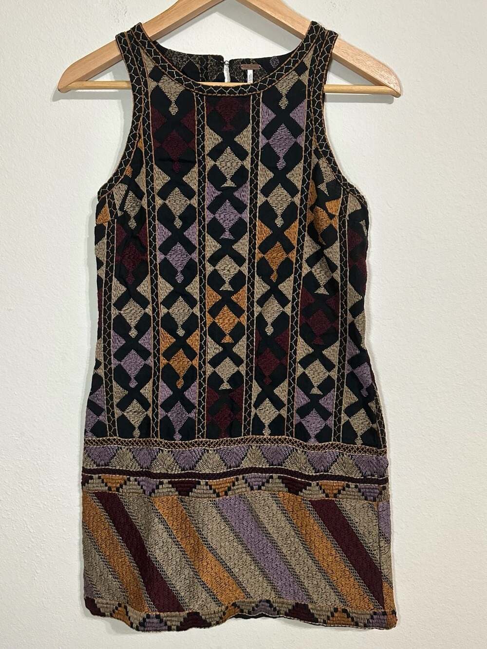 Free People Embroidered Sleeveless Mini Dress Size XS